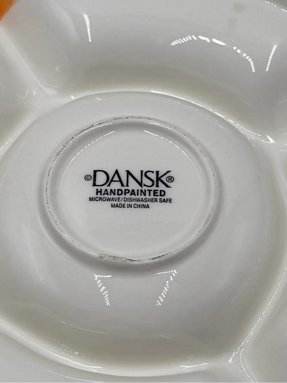 Dansk Handpainted Sectioned Server with White and Orange Accents